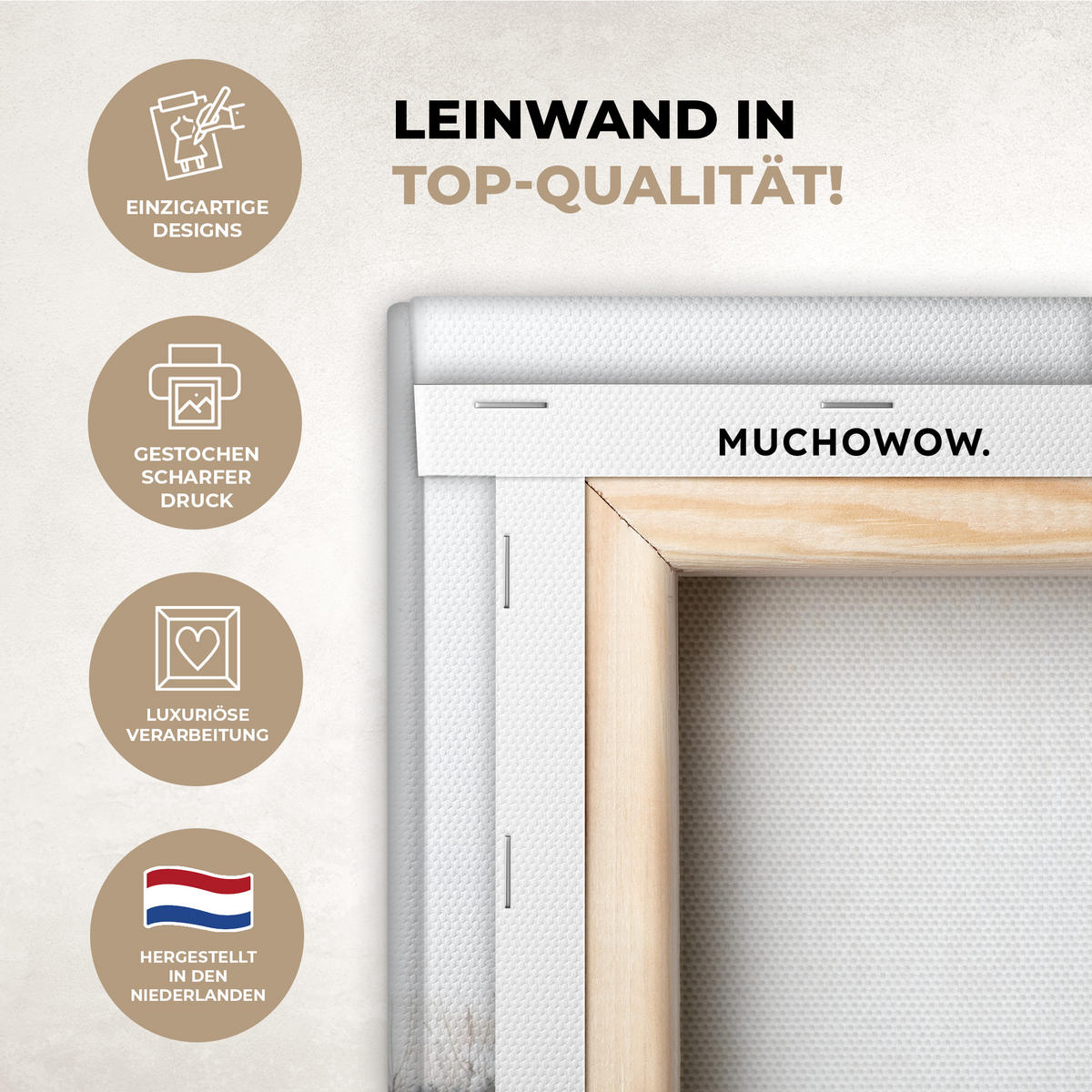 LEINWANDBILD Hirsche - Winter - Schnee - Tiere - Jahreszeiten - Weiß 20x20 cm - Hellbraun, Textil (20/20cm) - MuchoWow