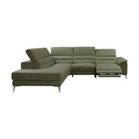 ECKSOFA Tucano Echtleder mit 1 x Relaxfunktion Olivgrün - Olivgrün, Leder/Metall (232/258cm)