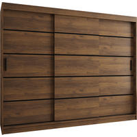 ŠATNÍ skříň s posuvnými dveřmi 200/250/62 3dveřová - černá/hnědá, dřevo/plast (250/200/62cm)