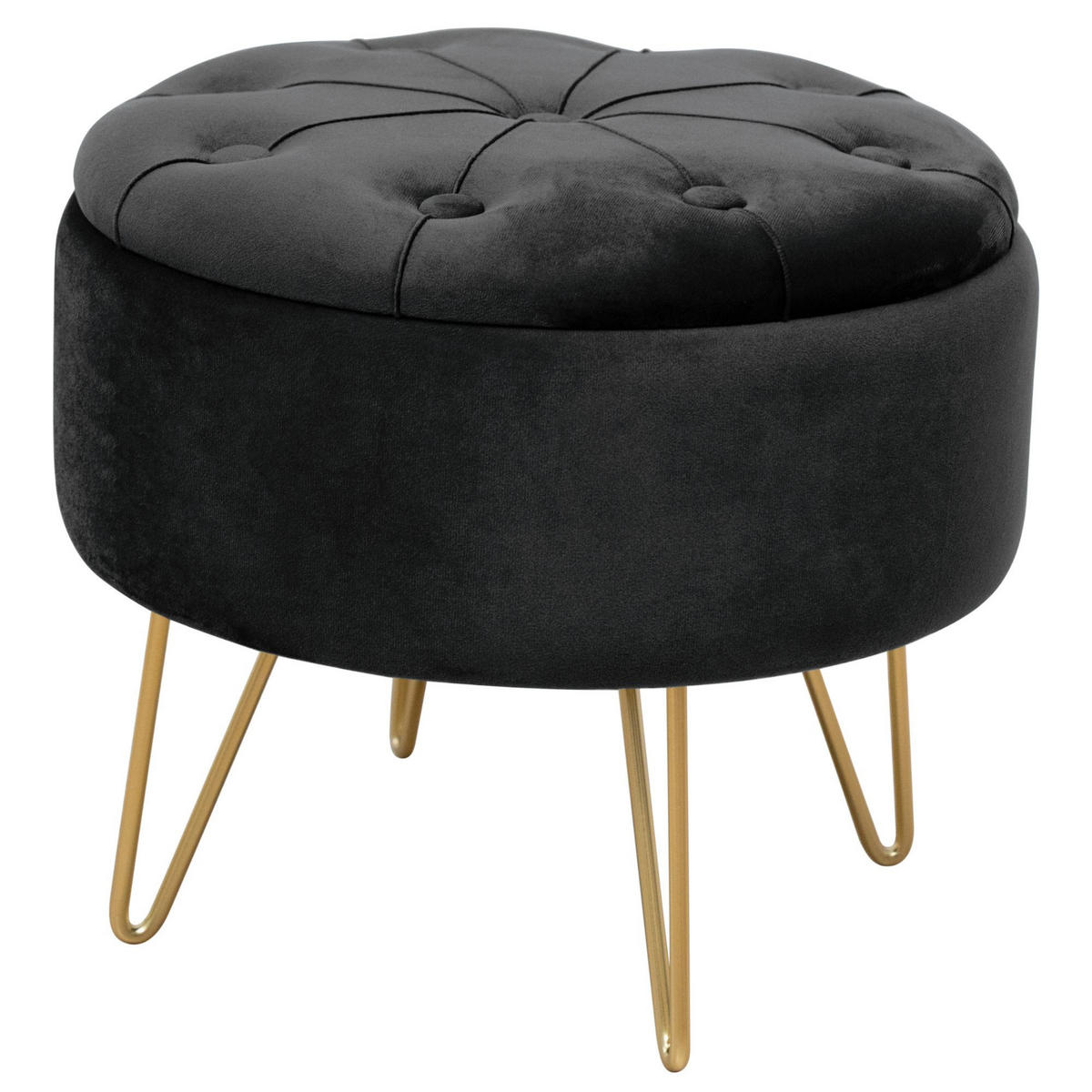 POUF Schwarz 38x38x33 cm - Goldfarben/Schwarz, Textil/Metall (38/33/38cm) - Akord