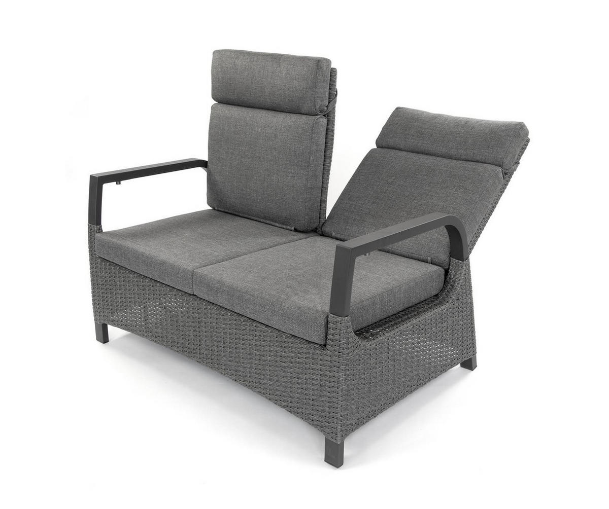 LOUNGE-SET Orlando Grau, Aluminium/Polyrattan, für 4 Personen, Tisch 130/80/68 cm - Grau, Naturmaterialien - bellavista - Home & Garden