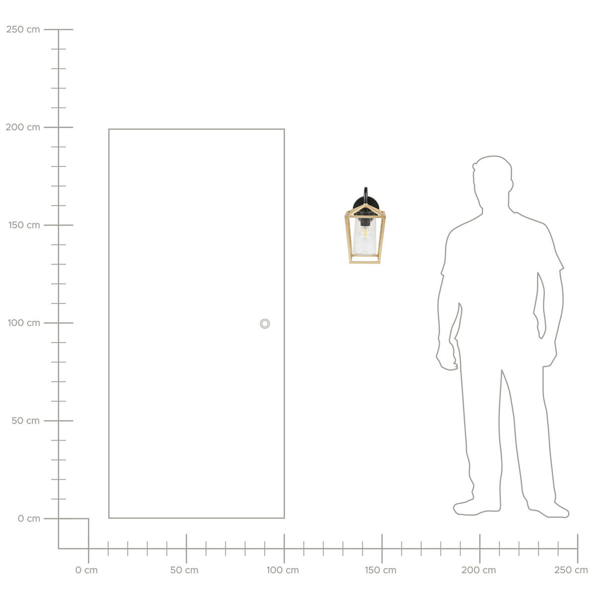 VENKOVNÍ NÁSTĚNNÉ SVÍTIDLO Ordie 14/14/33 cm - zlatá, sklo (14/33/14cm) - Beliani