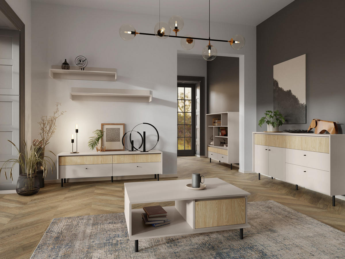 BÜCHERREGAL NUVOLA 103,5x42x125,5 cm, Regal Eichefarben - Eichefarben, Holzwerkstoff (103.5/125.5/42cm) - MASSENO