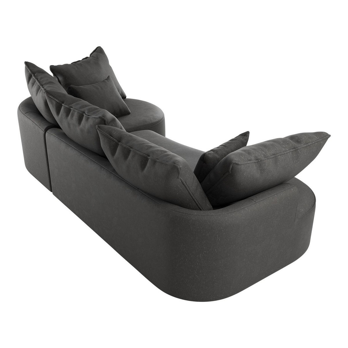 SOFA Tirano Samt Dunkelgrau mit Ottomane rechts - Dunkelgrau, Textil (300/102cm) - Juskys