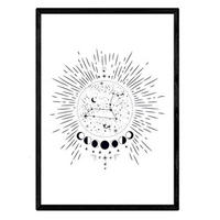 POSTER Sternzeichen Leo A4 Schwarzer Rahmen - Schwarz, Papier (29.7/5/21cm) - Nacnic