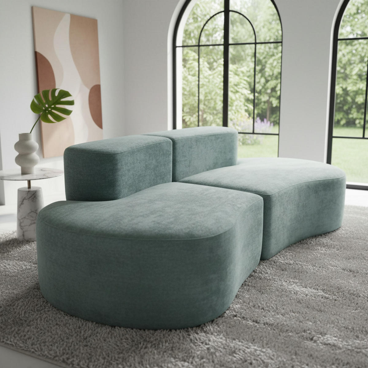 SOFA Lounge Salbei 2-Sitzer - Salbeigrün, Textil (240/75/102cm) - COCO Living