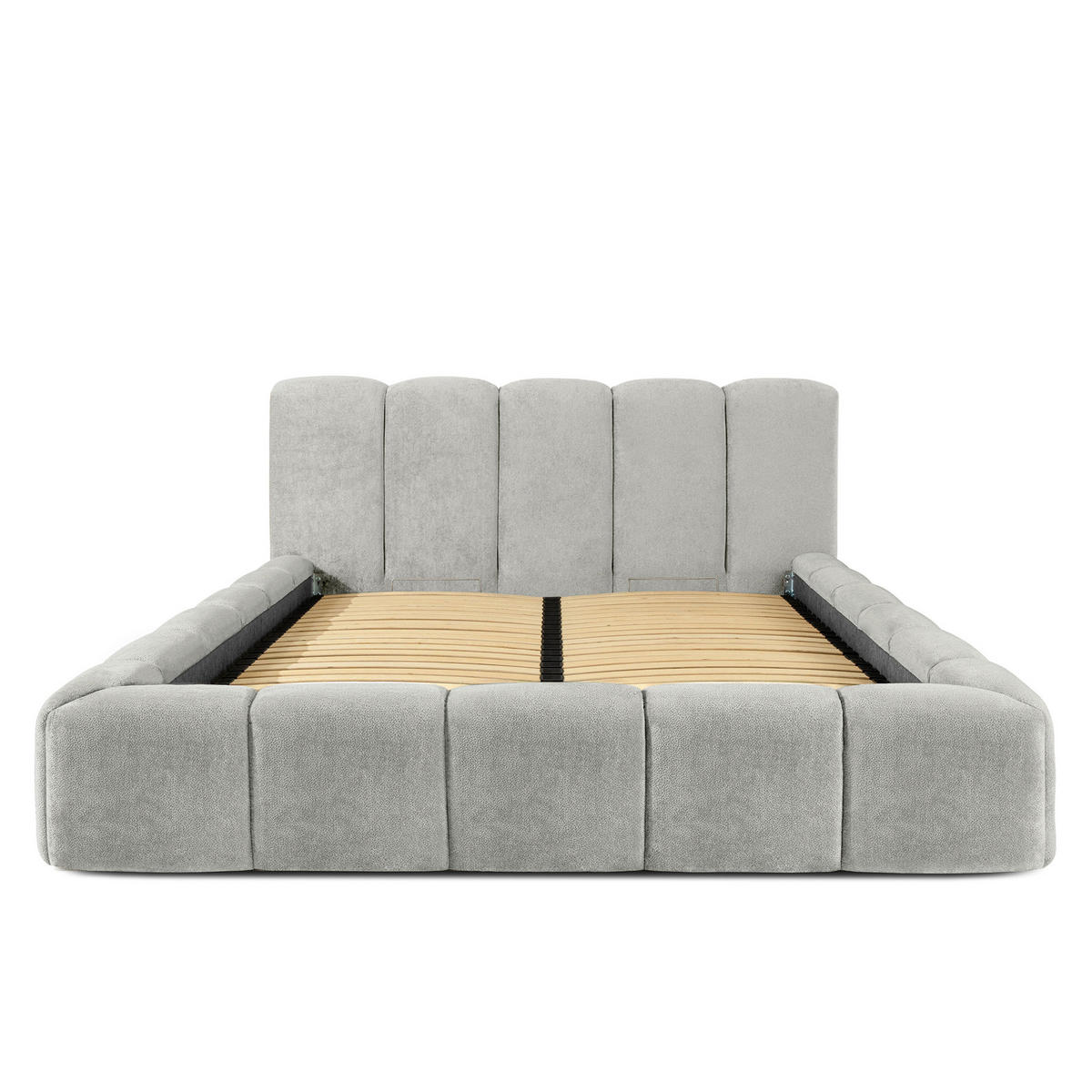 POLSTERBETT OLMIRA - Hellgrau/Schwarz, Holz/Holzwerkstoff (162/203cm) - KONSIMO®