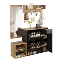 GARDEROBENSET 139,5/35/166 cm aus Spanplatte mit 4-teiligem Stauraumkonzept Schwarz/Natur - Naturfarben, Holzwerkstoff (130/174/30cm) - Modenvie