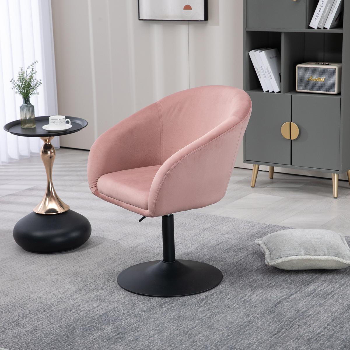 LOUNGESESSEL JAMAIKA mit Armlehnen Samt - Altrosa, Textil (59/95/59cm) - SVITA