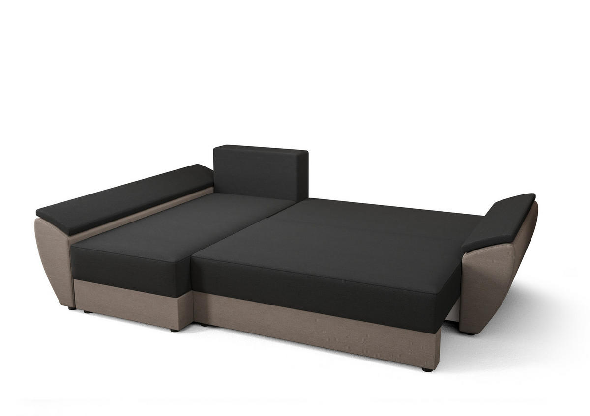 ECKSOFA L REBI L3 Rainbow 27/83 Links mit Schlaffunktion, Grau/Beige - Beige/Grau, Textil (251/140cm)