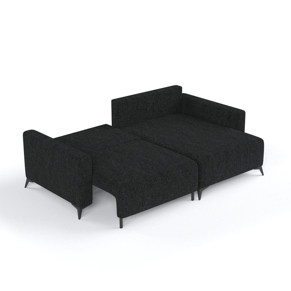 ECKSOFA NUVIO mit Schlaffunktion Schwarz im Neve Stoff - Schwarz, Holz/Holzwerkstoff (239/148cm) - AltaBeds