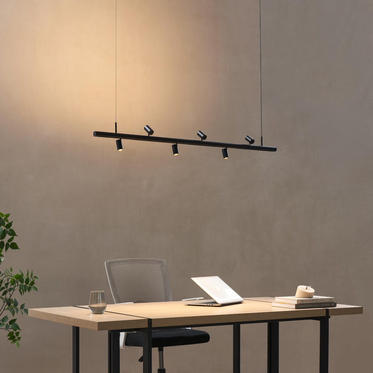 PENDELLEUCHTE MIT SPOTSTRAHLERN Lyne, Schwarz, 125cm - Schwarz, Metall (125/125/8.5cm) - KOSILUM