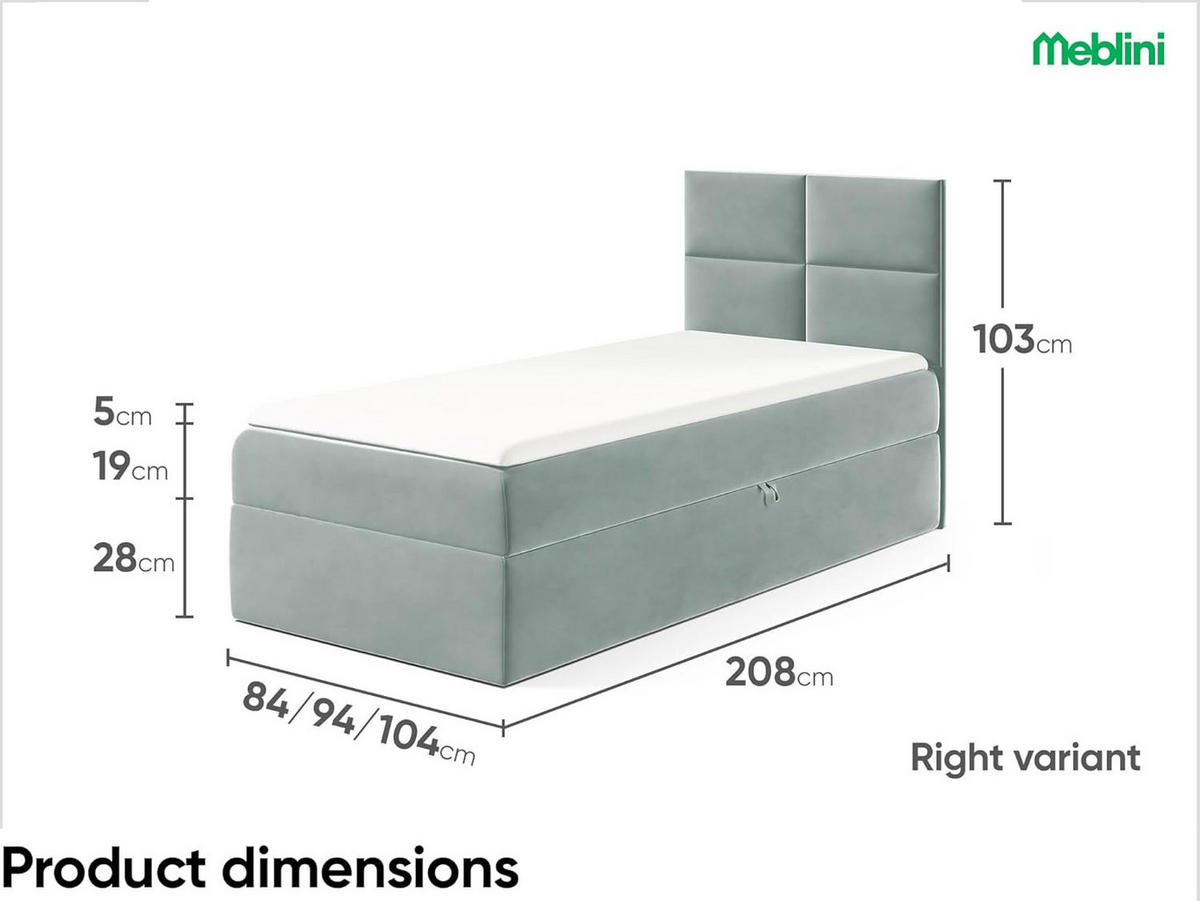 KINDERBETT MINO 3 - Blaugrau, Holzwerkstoff (94/208cm) - Meblini