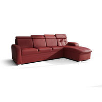 ECKSOFA KONGO RBN10, Eckcouch in L-Form mit Schlaffunktion, Farbe: Rot, Kunstleder, Ottomane Rechts - Rot, Textil (315/169cm) - O-Sofa