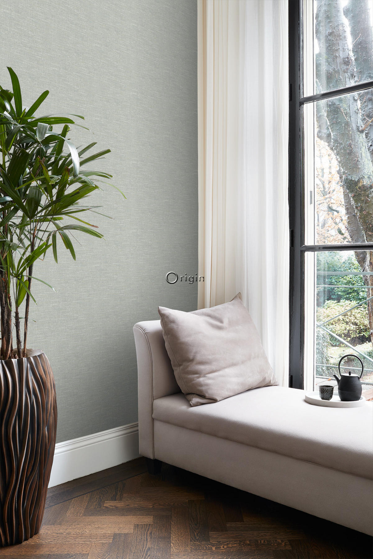 TAPETE Leinen-Optik 53 cm x 10.05 m - Grau, Papier (53/1000cm) - Origin Wallcoverings