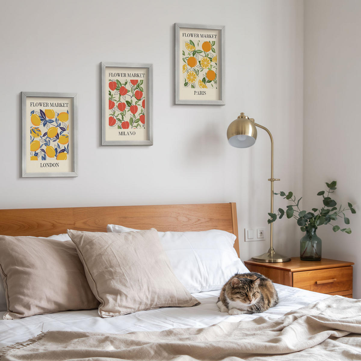 WANDBILDER 3er Set - 20x30 cm Silberner Rahmen - Blumenplakate in Städten - Silberfarben, Kunststoff (20/30cm) - ArtPrintCave