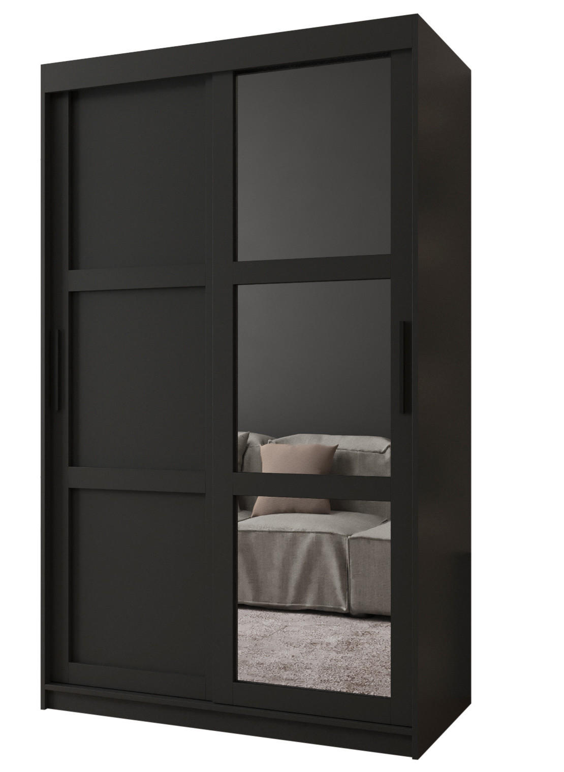 SCHWEBETÜRENSCHRANK 200/120/62 2-türig - Schwarz, Holz/Kunststoff (120/200/62cm) - MÖBEL KRYSPOL