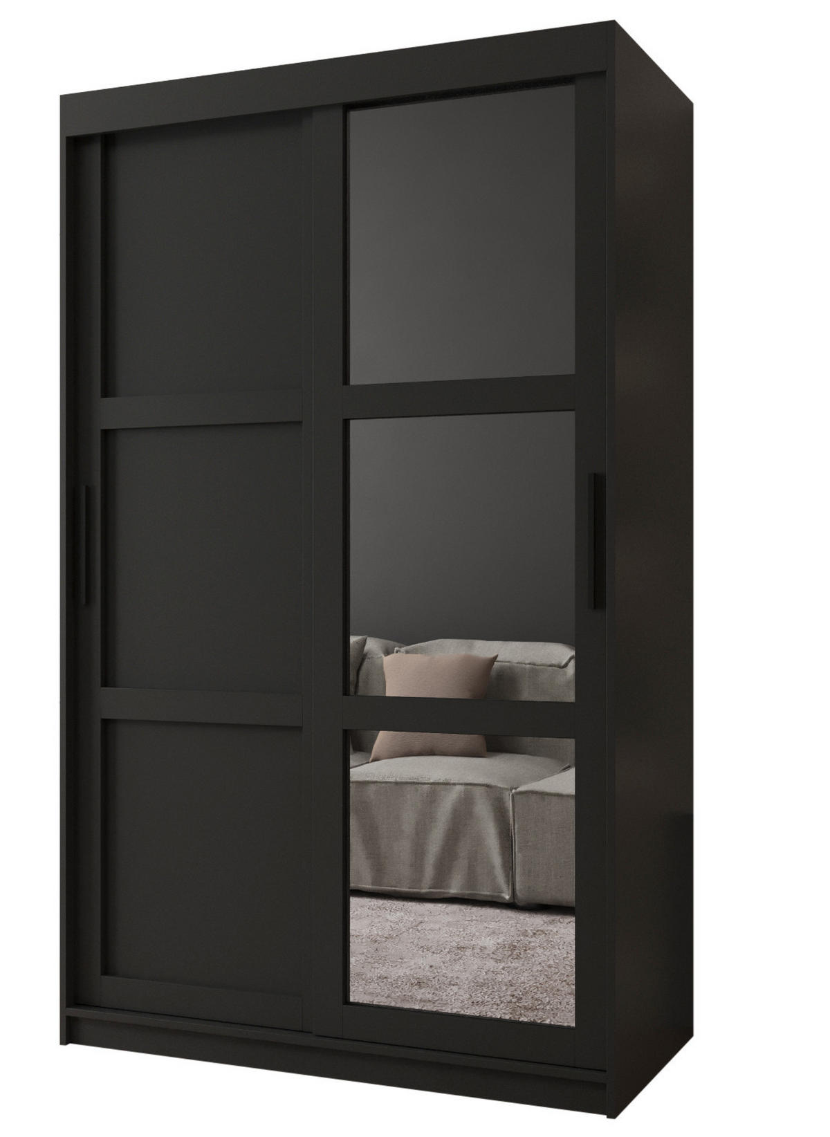 SCHWEBETÜRENSCHRANK 200/120/62 2-türig - Schwarz, Holz/Kunststoff (120/200/62cm) - MÖBEL KRYSPOL