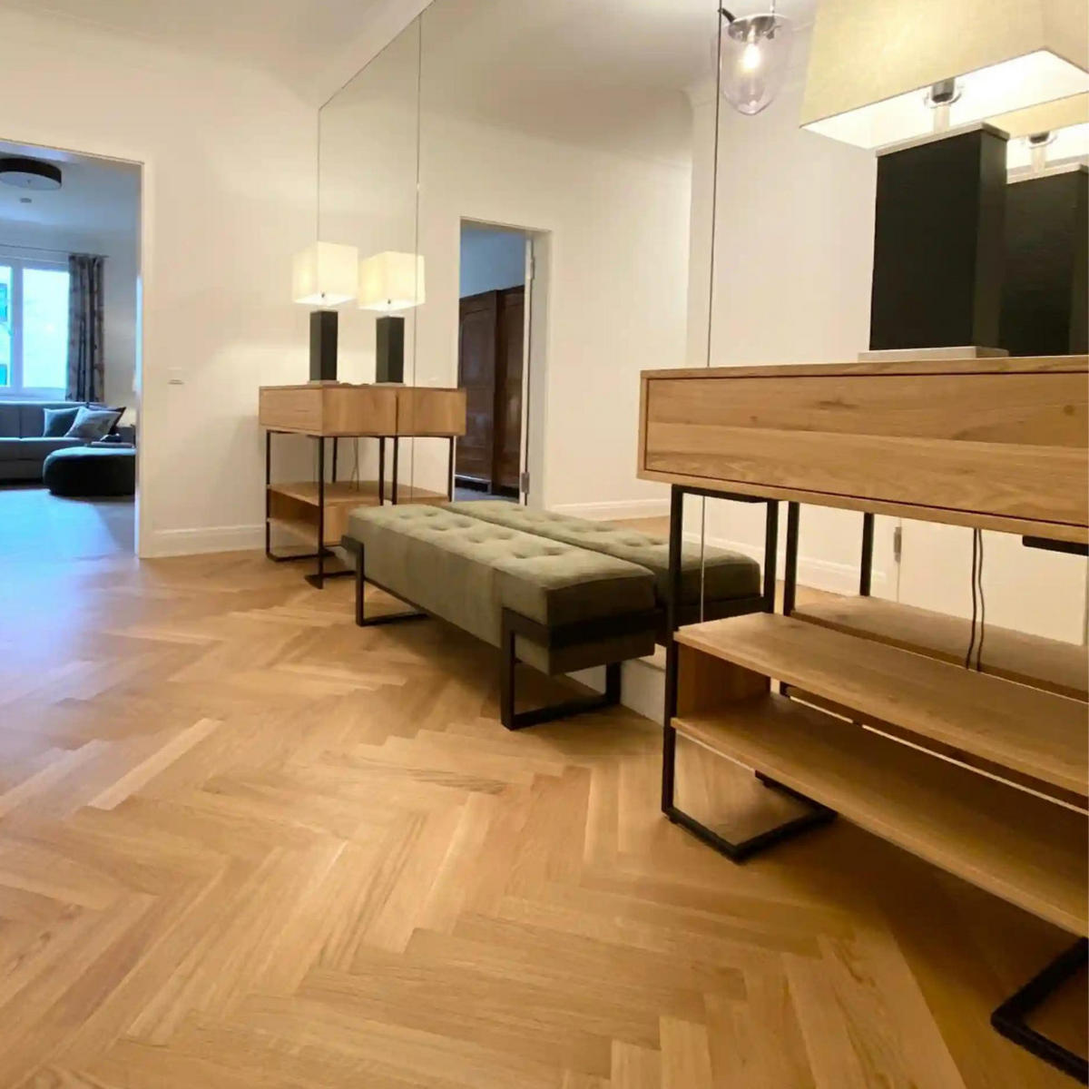 KONSOLENTISCH Beistelltisch für den Flur OLIMPIA - Eichefarben, Holz (100/100/40cm) - Rawood Furniture