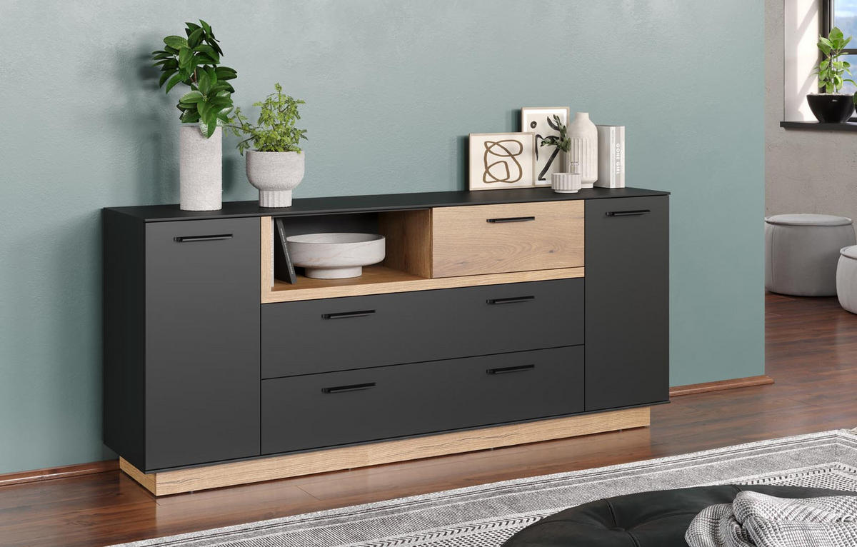 SIDEBOARD Synnax Grau - Grau, Holzwerkstoff (187/187/81cm) - ebuy24