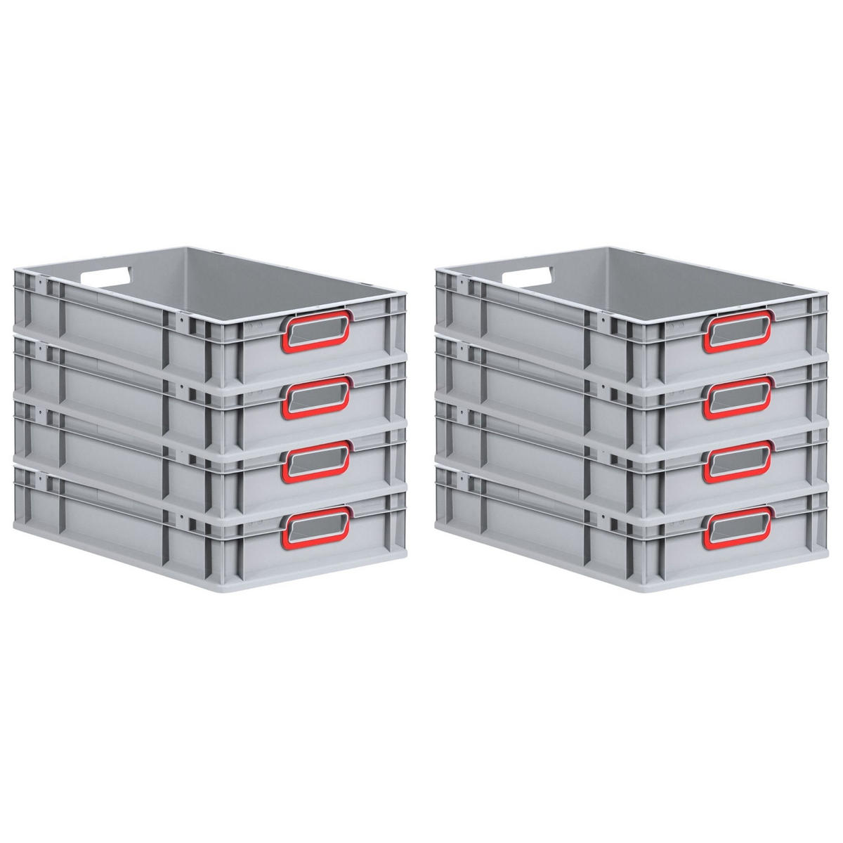 EUROBOX 8x Nextgen Color 12x40x60cm 23 Liter Griffe Rot Offen - Rot, Kunststoff (40/12/60cm) - PROREGAL