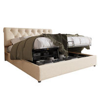 POLSTERBETT 160/200 cm Natürlich aus Leinen mit Stauraum - Naturfarben, Textil (160/200cm) - OKMYHOME