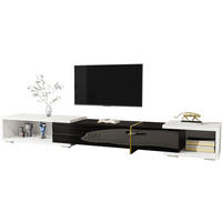 TV-SCHRANK aus MDF und Holzwerkstoff 260x40x30 cm Schwarz/Weiß in Marmoroptik drehbar und ausziehbar mit Stauraum - Schwarz, Holzwerkstoff (260/30/40cm) - Modfu
