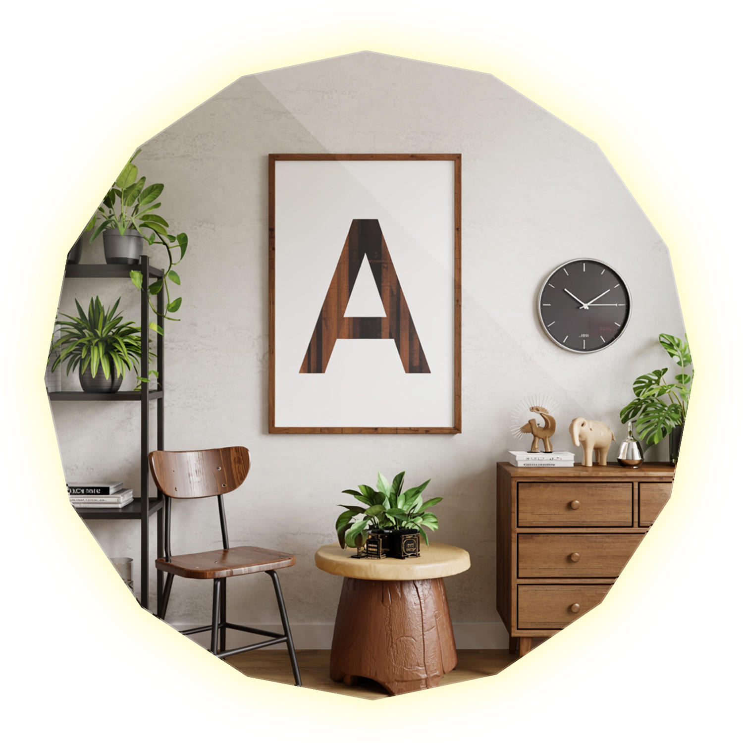 ZRKADLO Polygonálne 100x100 cm LED 4000K neutrálne svetlo - svetlomodrá, sklo (100/100/0.4cm) - TULUP