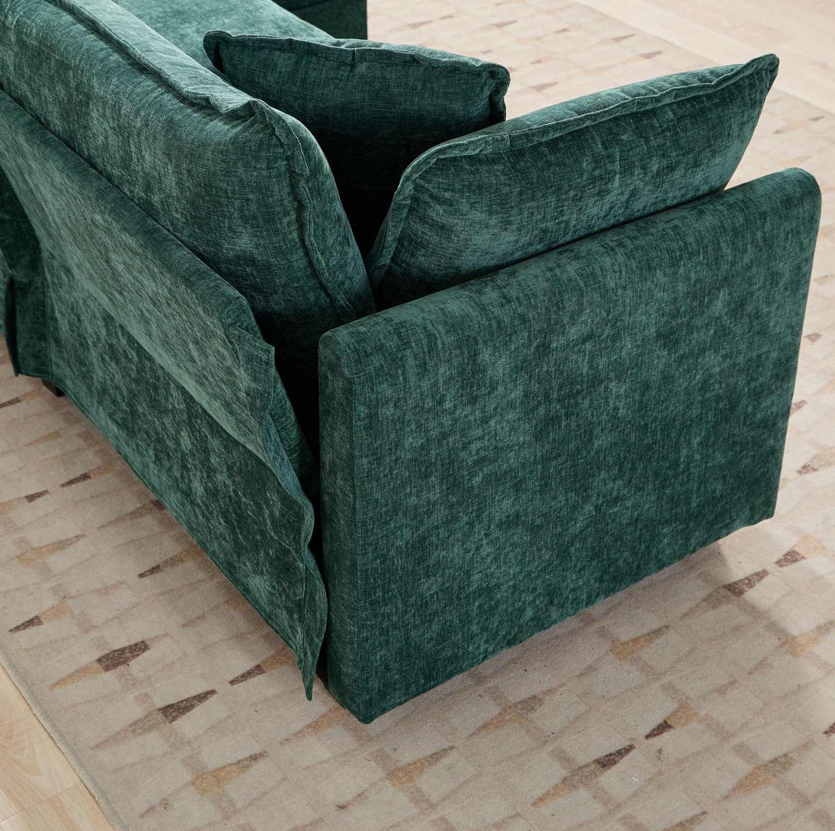 3-SITZER-SOFA aus Chenille in Grün mit modularem Aufbau - Grün, Textil (75/84/289cm) - Modfu