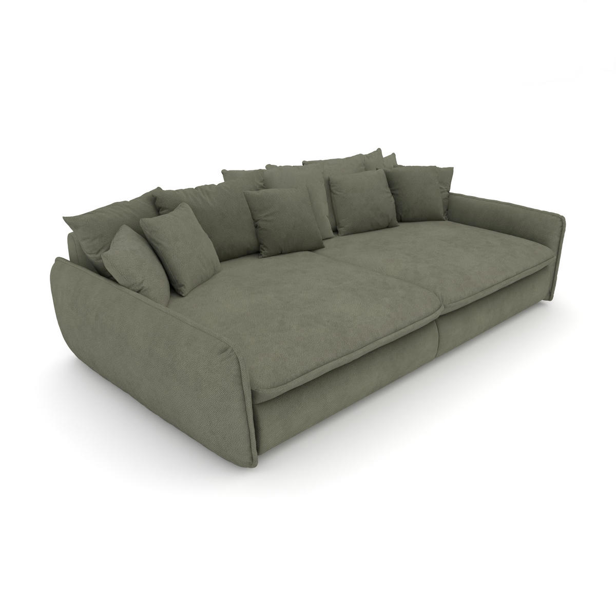 BIGSOFA Hereford XXL Velvet Grün inkl. 12 Kissen 274/131/61 cm - Salbeigrün, Kunststoff/Textil (274/61/131cm) - foamnova