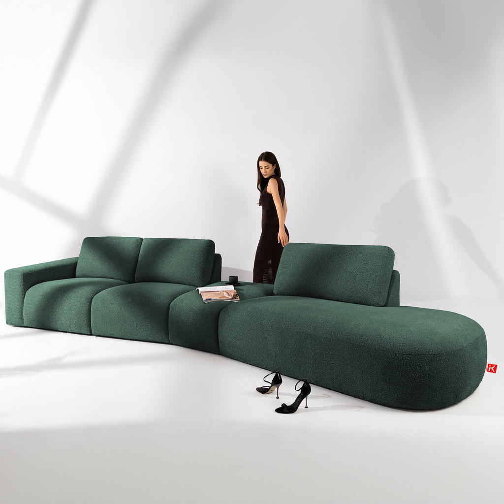 Thumbnail - Konsimo® 5-Sitzer, Grün, Textil, L-Form, 430x84x105 cm, Wohnzimmer, Sofas & Couches, Sofas, Bigsofas