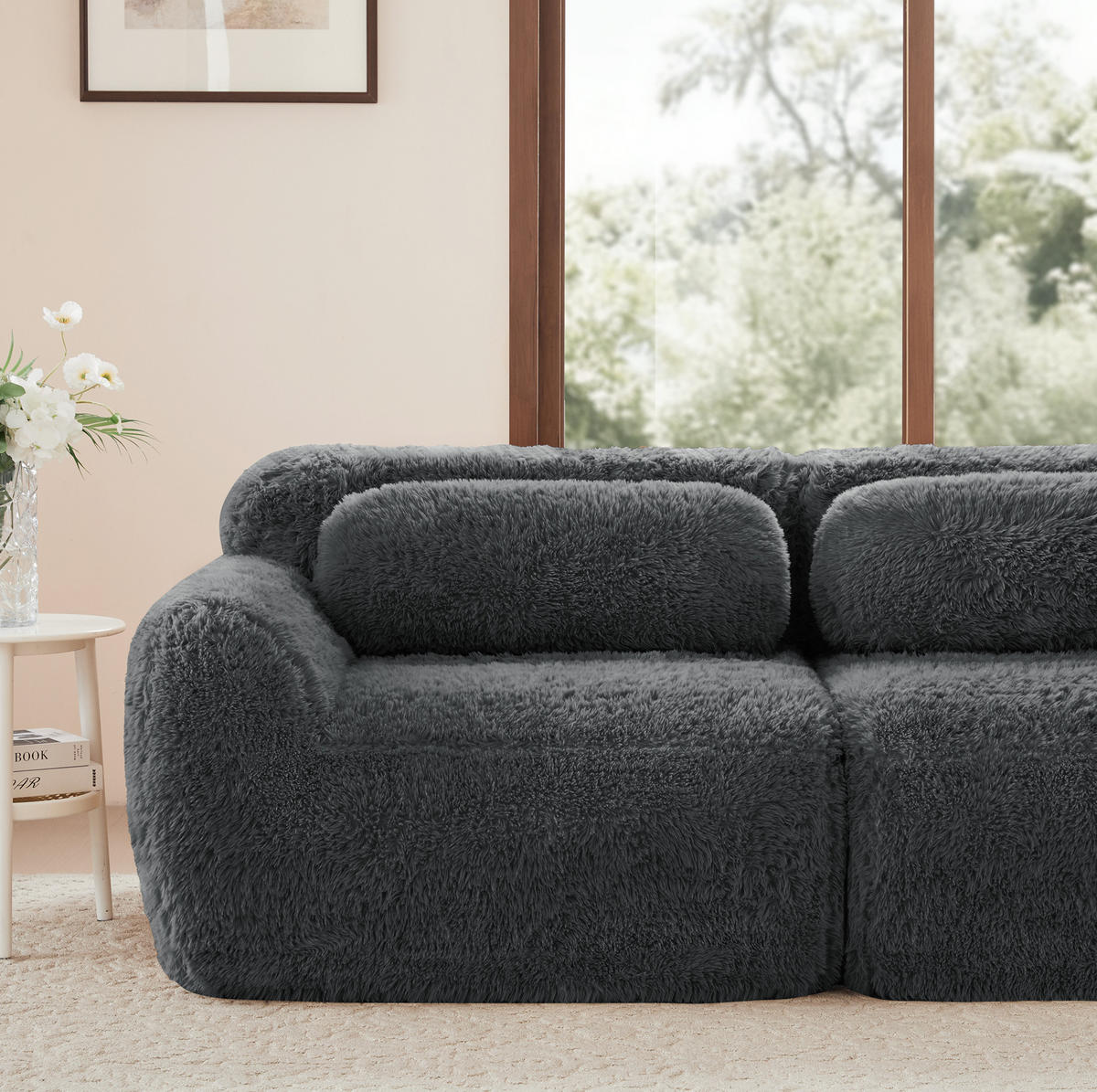 ECKSOFA modular in L-Form Plüsch Grau - Grau, Kunststoff (179/291.2cm) - Meubliv
