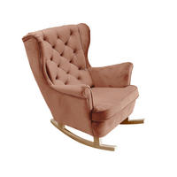 SCHAUKELSESSEL mit gepolstertem Sitz und Armlehnen, 102x81x95 cm, Powder Pink_29831 - Buchefarben/Roségold, Holz/Textil (81/102/95cm) - DomoHome