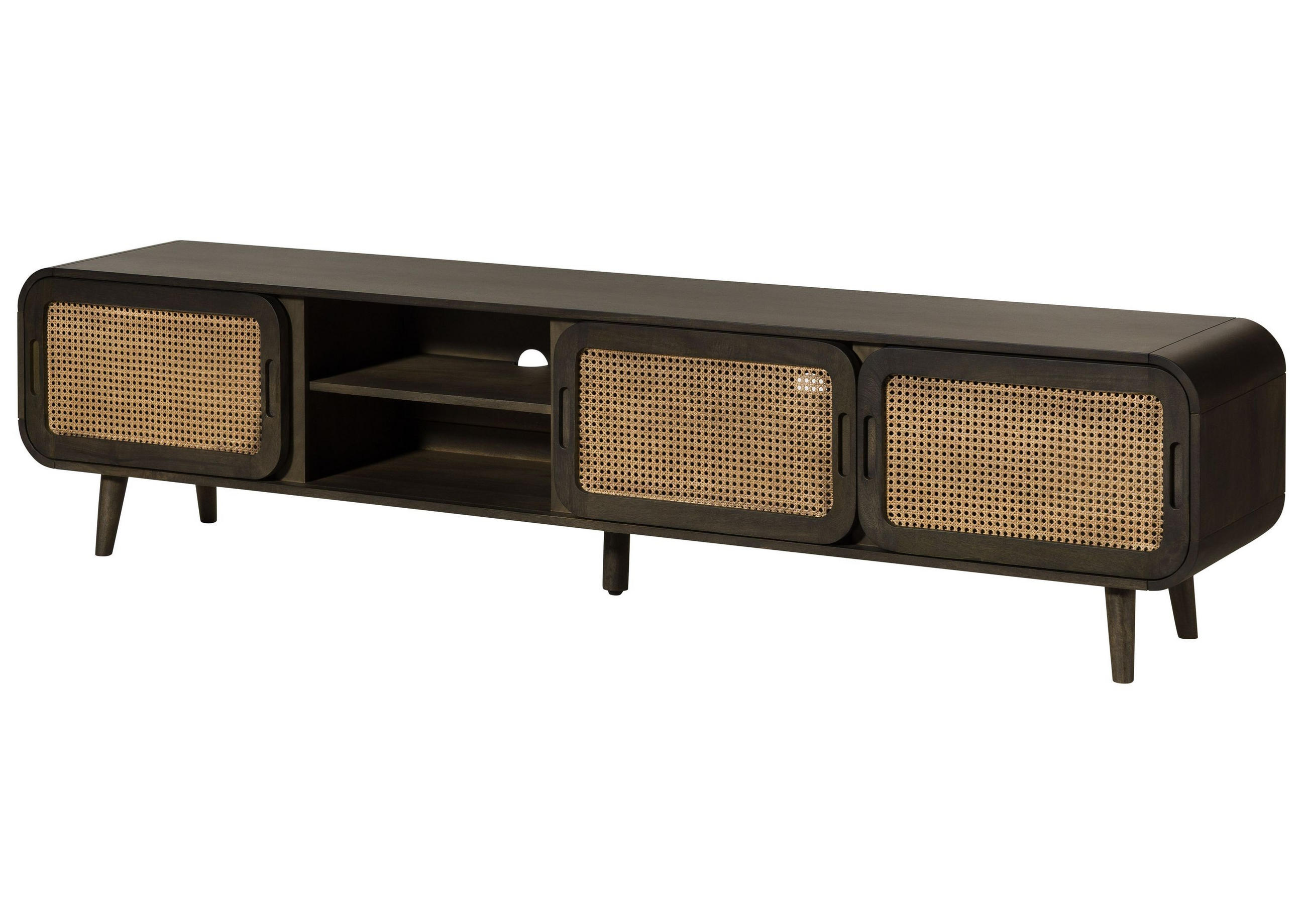 TV-BOARD Mango 220x40x50 dunkelgrau lackiert VALENCIA #224 - Grau, Holz (220/50/40cm) - Massivmoebel24
