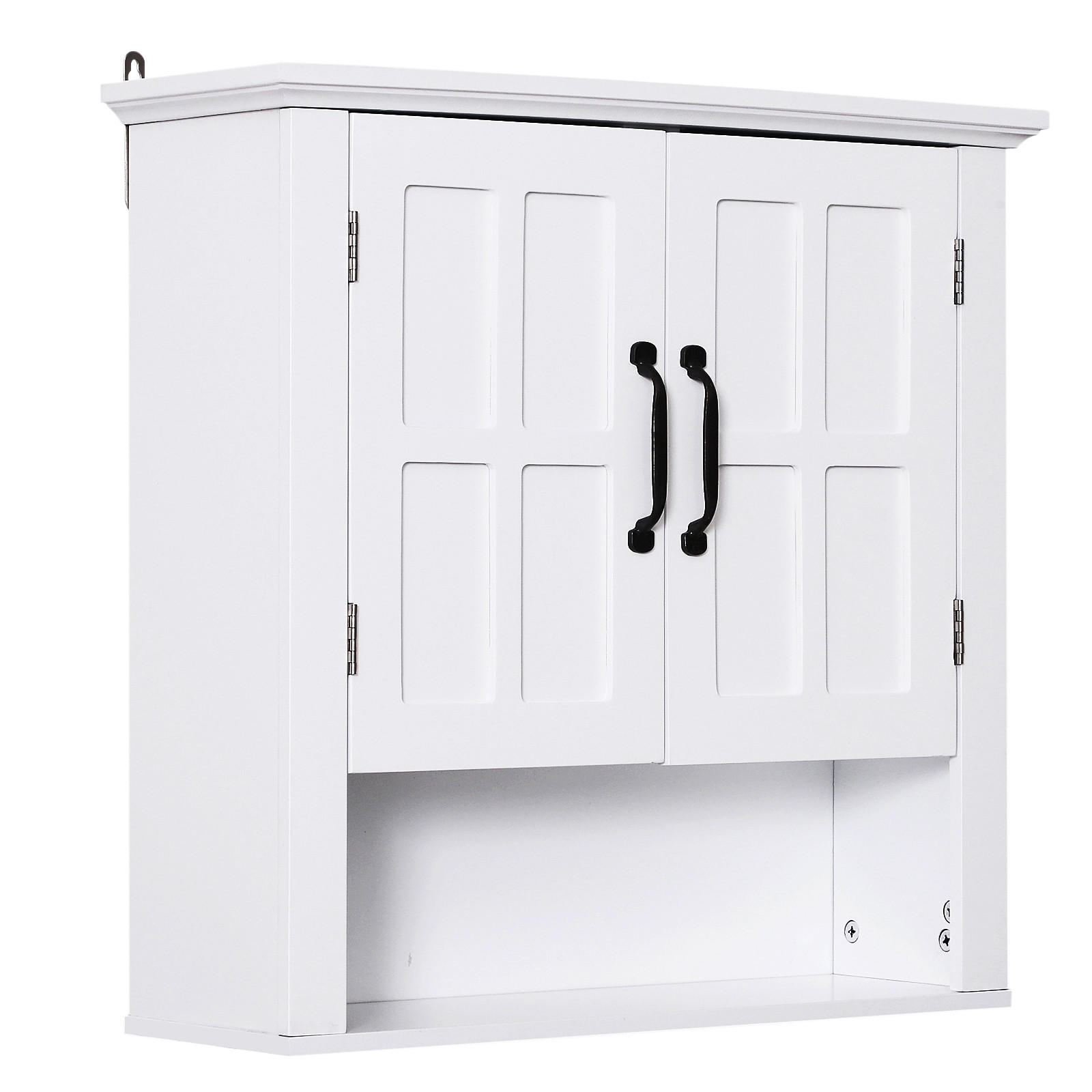 HÄNGESCHRANK DE-15855 2 Türen mit 2 Einlegeböden Weiß - Weiß, Holzwerkstoff (198/58/60cm) - ComfortXL