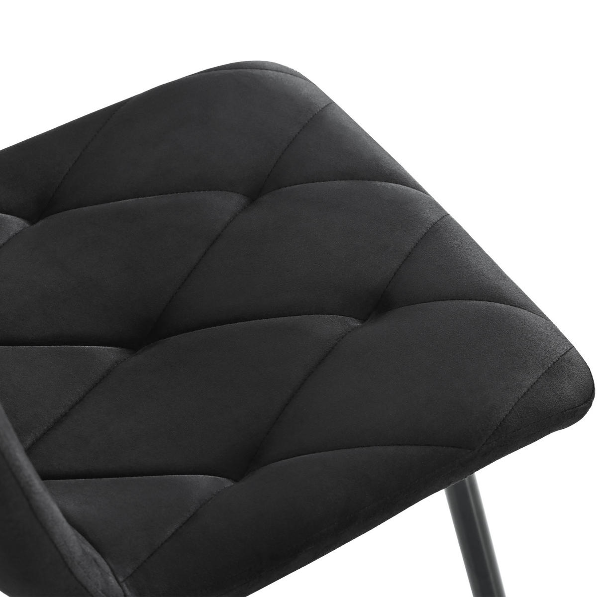ESSGRUPPE 5-teilig mit Marmoroptik-Esstisch 117×68 und vier schwarzen Samtstühlen als modernes rechteckiges Küchenset, weiß-schwarz - Schwarz, Holzwerkstoff (68/75/117cm) - Luhomfu