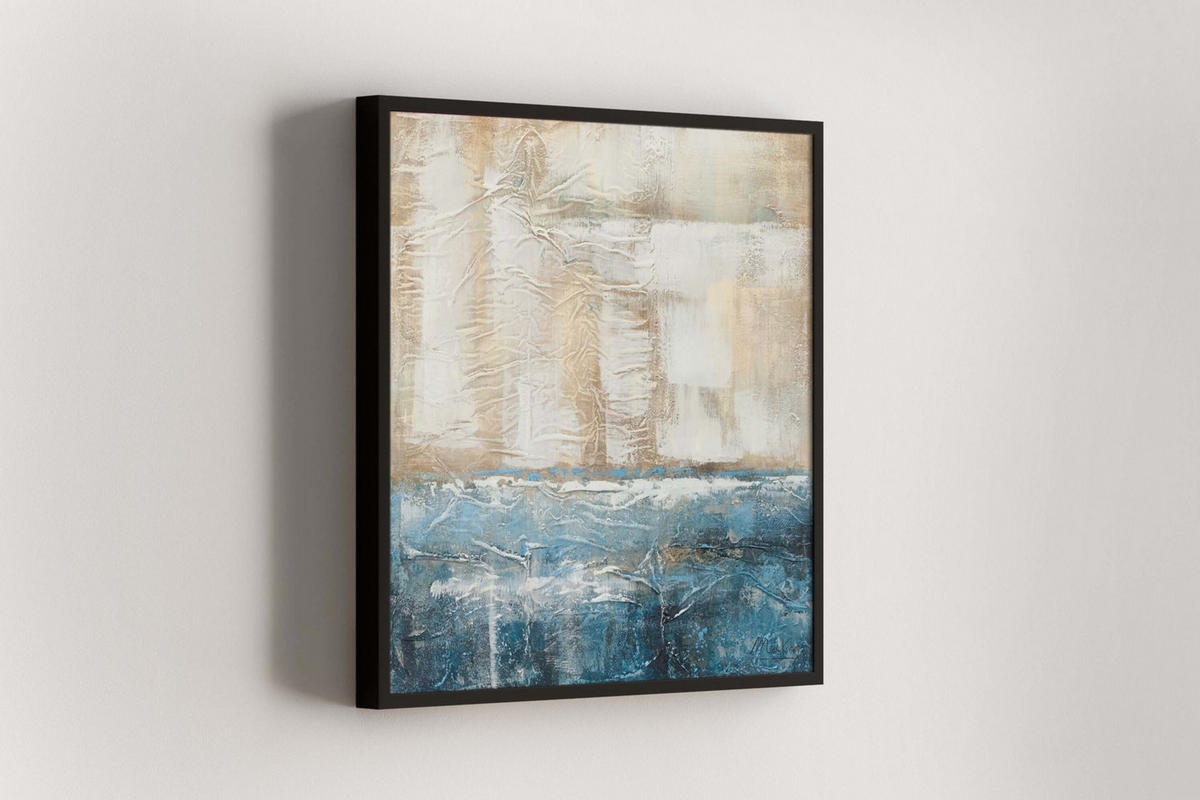 ACRYLBILD HANDGEMALT 60/60 cm - Blau/Beige, Holz/Textil (1.1/60cm) - KUNSTLOFT