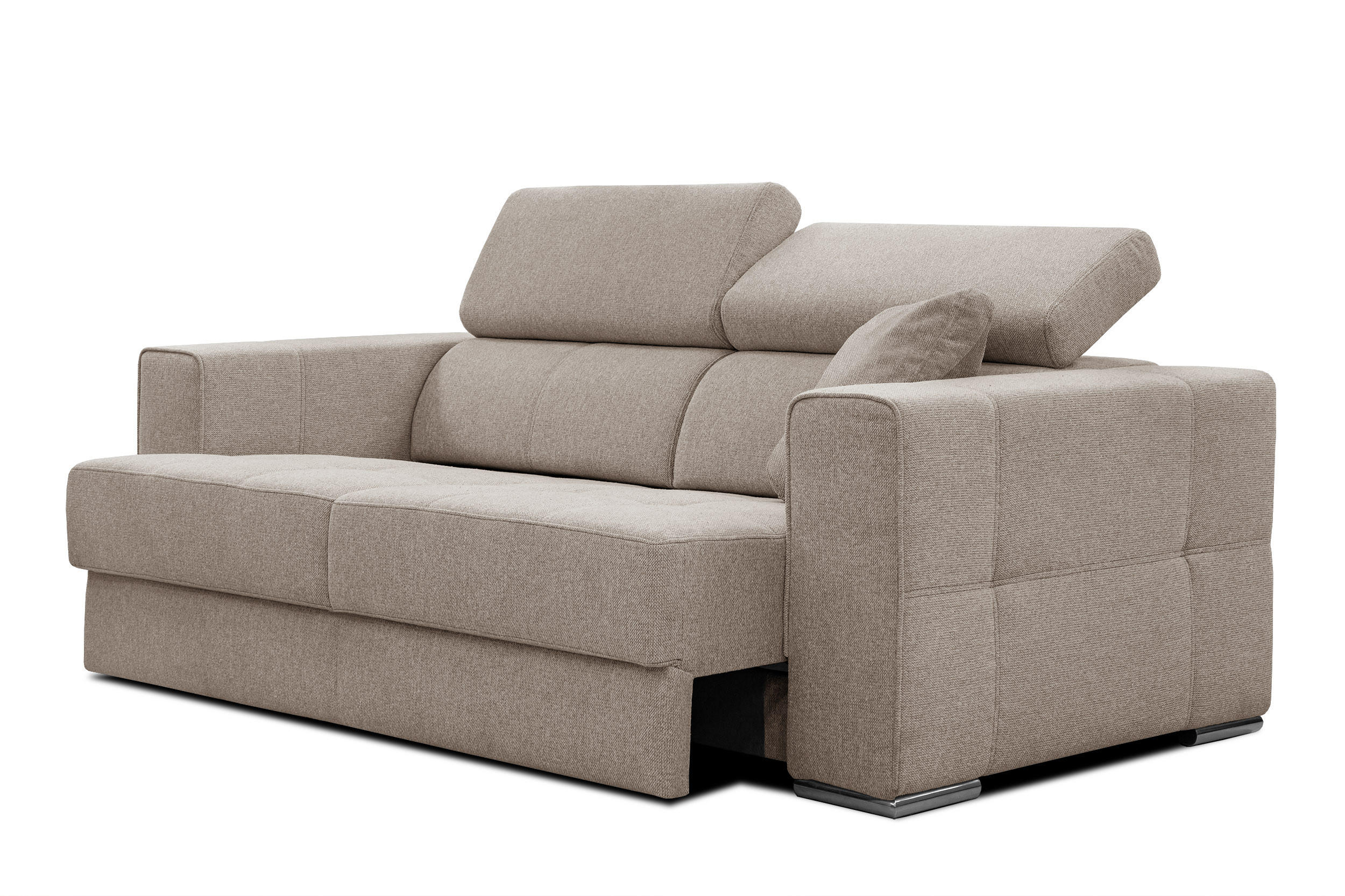 SOFA QUARTZ 3-Sitzer mit Ausziehsitz, taupe - Taupe, Holzwerkstoff/Textil (202/80/102cm) - Courtois Laville