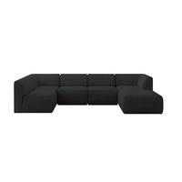 WOHNLANDSCHAFT Ottomane Rechts MOVA 345x180x78 Schwarz Samt - Schwarz, Holzwerkstoff/Kunststoff (345/78/180cm) - ALTDECOR