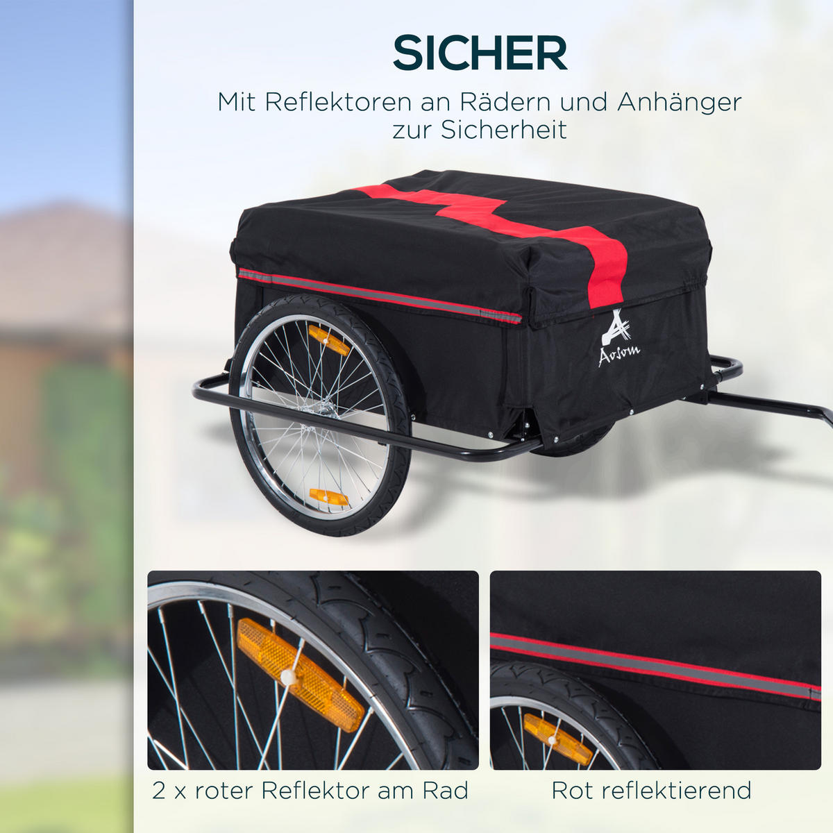 FAHRRADANHÄNGER, Stahlrohr, Schwarz, 140L x 88B x 60H cm - Schwarz, Metall (61/38/845cm) - HOMCOM