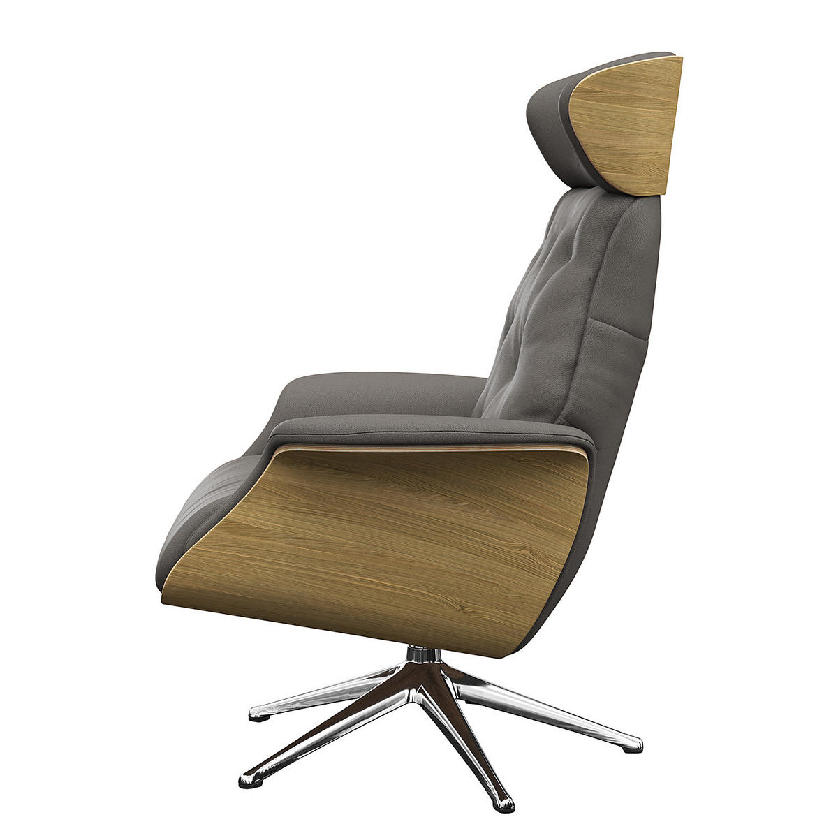 RELAXSESSEL - Echtleder - Chromfarben/Grau, Leder/Metall (83/118/83cm) - home24