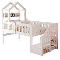 KINDER-HOCHBETT 90 x 200 cm mit Dach, USB und LED, Weiß - Weiß, Holz (90/200cm) - FLIEKS