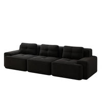 3-SITZER Sofa mit 74 cm Tiefsitz, boneless Design, cordbezogen und montagefrei, Schwarz - Schwarz, Textil (293/69/104cm) - Redom