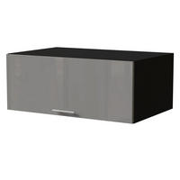 AUFSATZSCHRANK Essen W6B/90 Grau Hochglanz / Schwarz Matt 90 / 59 / 36cm - Schwarz/Grau, Holz/Holzwerkstoff (90/36/59cm) - Feldmann-Wohnen