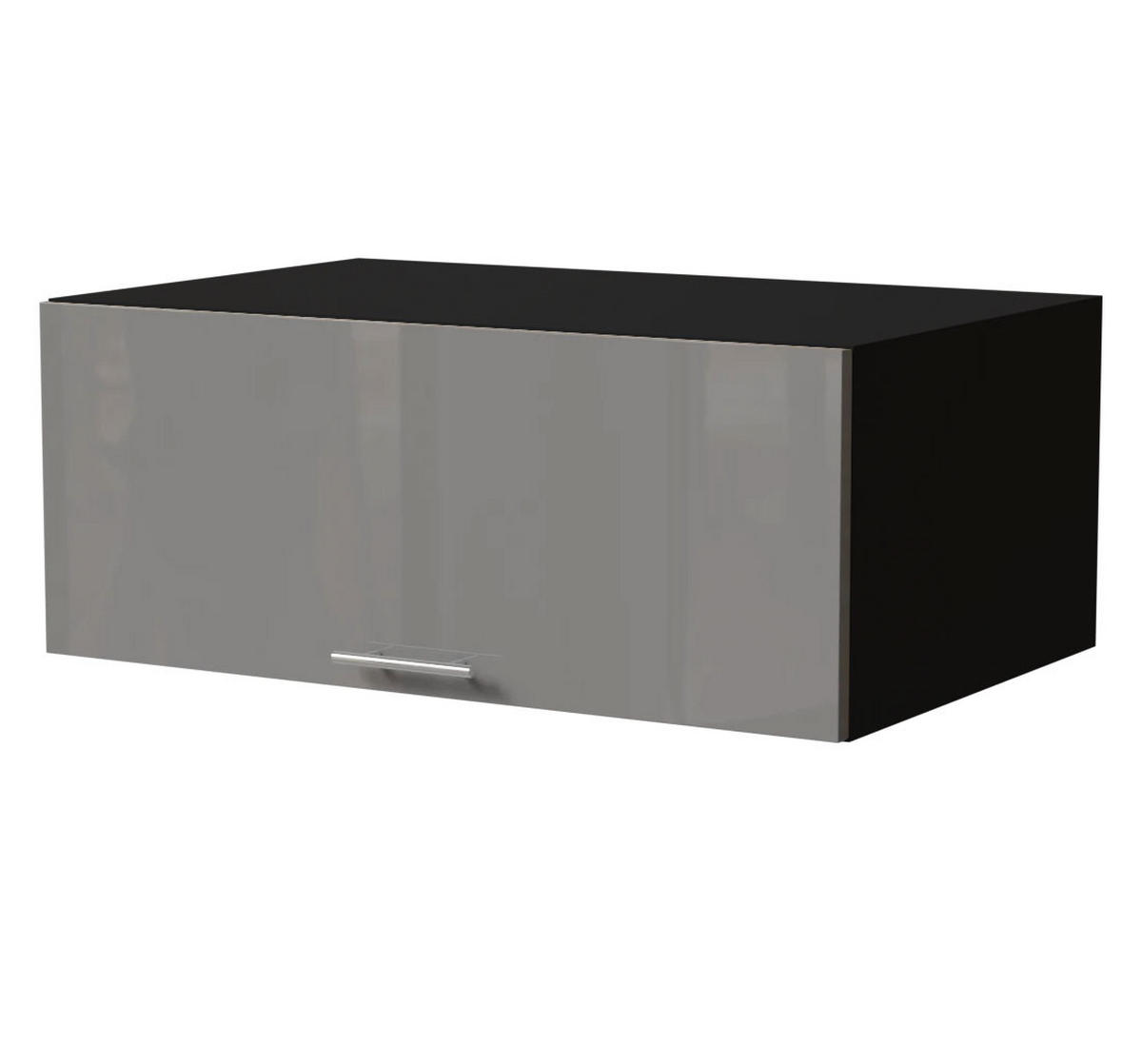 AUFSATZSCHRANK Essen W6B/90 Grau Hochglanz / Schwarz Matt 90 / 59 / 36cm - Schwarz/Grau, Holz/Holzwerkstoff (90/36/59cm) - Feldmann-Wohnen