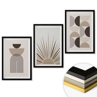 WANDBILDER 3er-Set - 40x60 cm Schwarzer Rahmen - Abstrakte Formen beige braun - Schwarz, Kunststoff (40/60cm) - ArtPrintCave