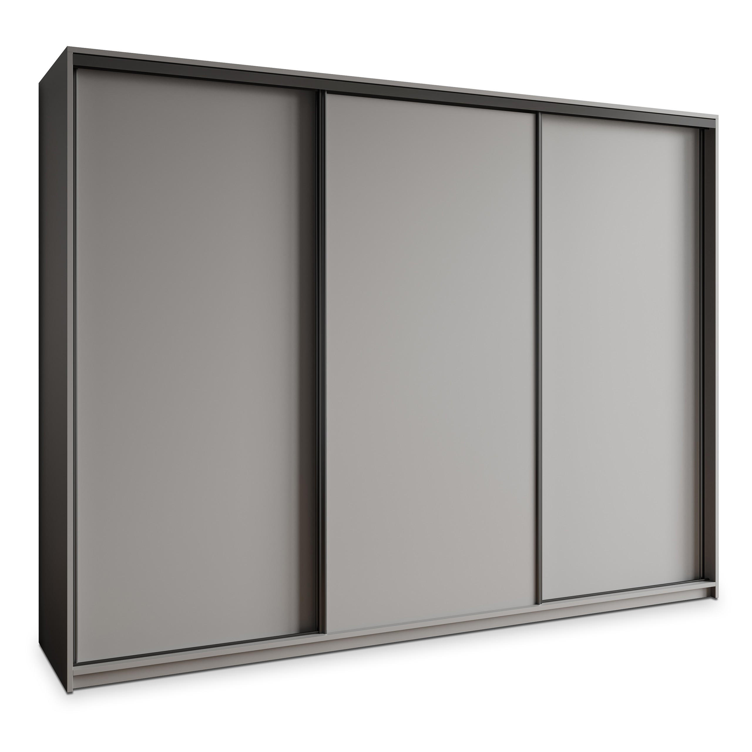 Masseno Schwebetürenschrank Graphit, Schwarz 250x205x60 cm