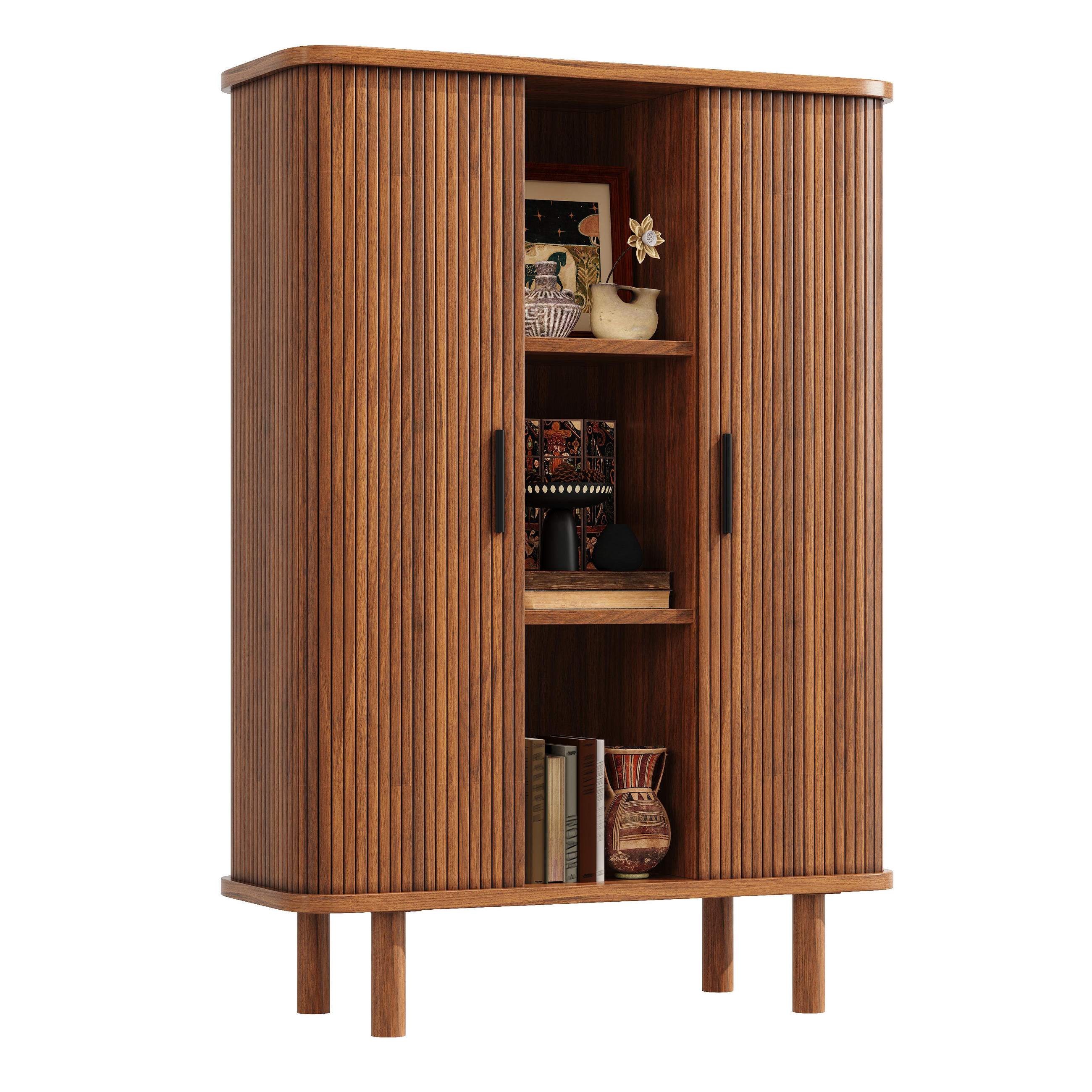 HIGHBOARD DE-38497 110/40/160 cm mit Rollladentür und geriffelter Front Dunkelbraun - Dunkelbraun, Holzwerkstoff (110/160/40cm) - ComfortXL