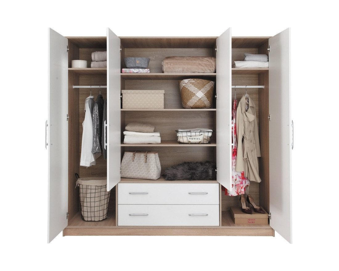 KLEIDERSCHRANK SAM SR1 200 / 190 / 56 cm 4-türig Kaschmir - Kaschmir, Holzwerkstoff (200/190/56cm) - Deine Möbel 24