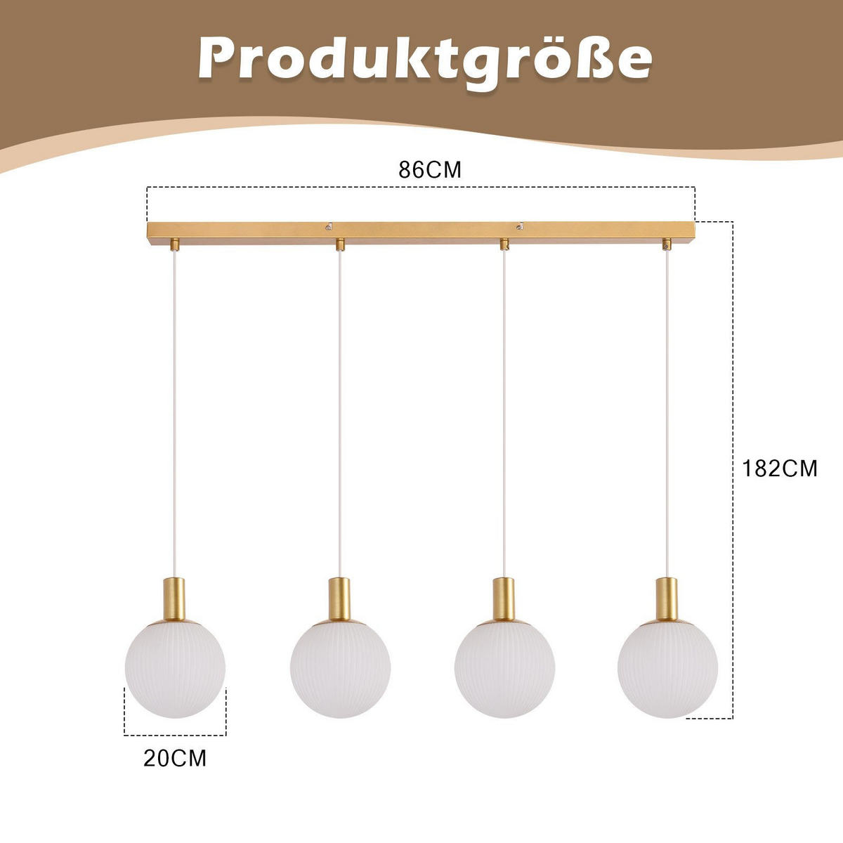 HÄNGELEUCHTE Dwexu 20.0/182.0/97.0 cm - Weiß, Metall (97/20/182cm) - ZMH